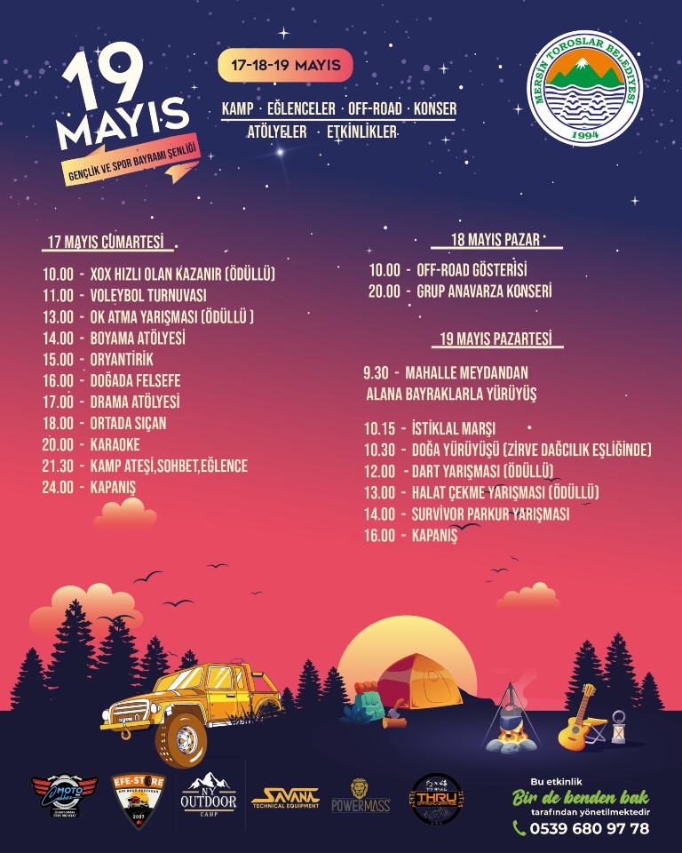TOROSLAR BELEDİYESİNDEN 3 GÜNLÜK 19 MAYIS ŞENLİĞİ
